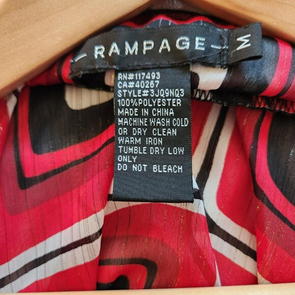 RAMPAGE Y2k red and black babydoll blouse Sz M office siren business casual mod - Picture 8 of 8